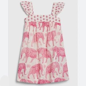 Pink and white dress with elephant print